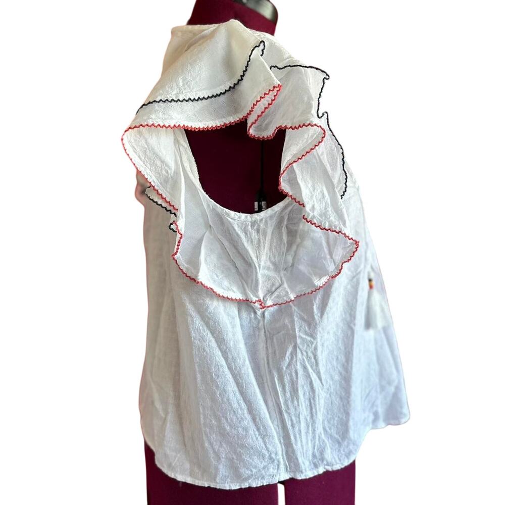 Womens Top Size XL White Flowy Casual Bohemian Travel Packable Vacation Summer - Picture 3 of 7